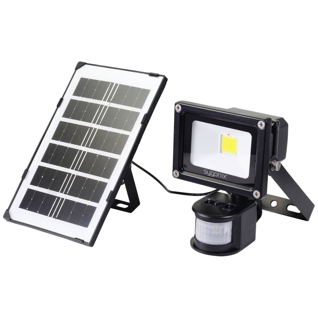 Sygonix Napelemes spot lámpa mozgásjelzővel 10W Semleges fehér Fekete (SY-5461108) (SY-5461108)