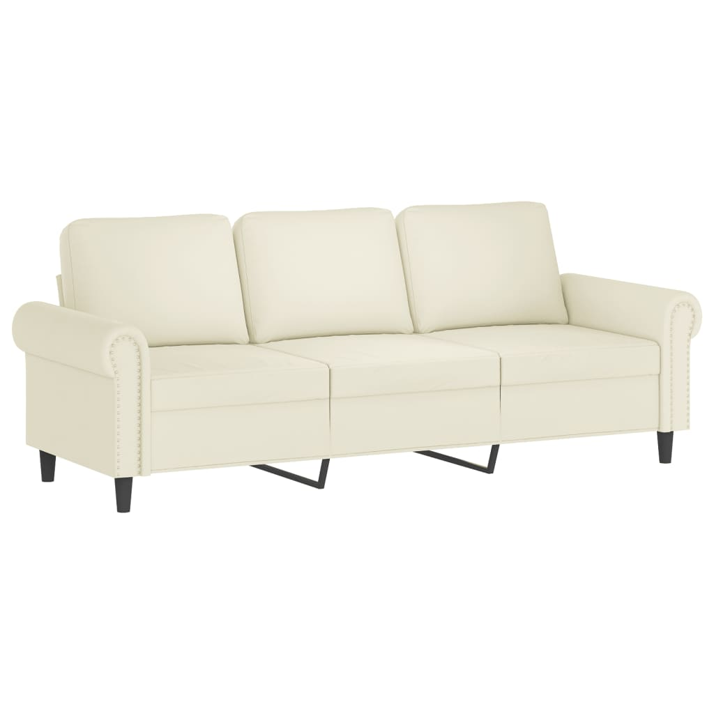 3 személyes krémszínű bársony kanapé 180 cm (359547)