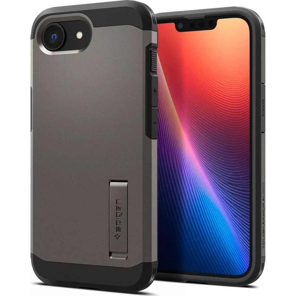 iPhone 16e Spigen Tough Armor Mag Műanyag Telefonvédő Ütésállóság, Magsafe, Sötétszürke (8809971239660)