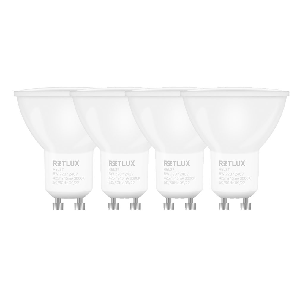 Retlux REL 37 LED izzó 5W 425lm 3000K GU10 - Meleg fehér (4db) (REL 37)