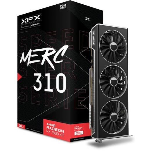 Видео карта XFX AMD Video Card RX-7900XT Speedster MERC310 20GB GDDR6 320bit, 2535 MHz / 20Gbps, 3x DP, 1x HDMI, 3 fan, 2 slot RX-79TMERCU9