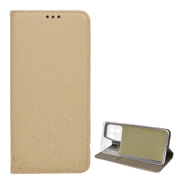 Tok álló, bőr hatású (FLIP, oldalra nyíló, asztali tartó funkció, rombusz minta) ARANY [Xiaomi Mi 11 Ultra 5G]