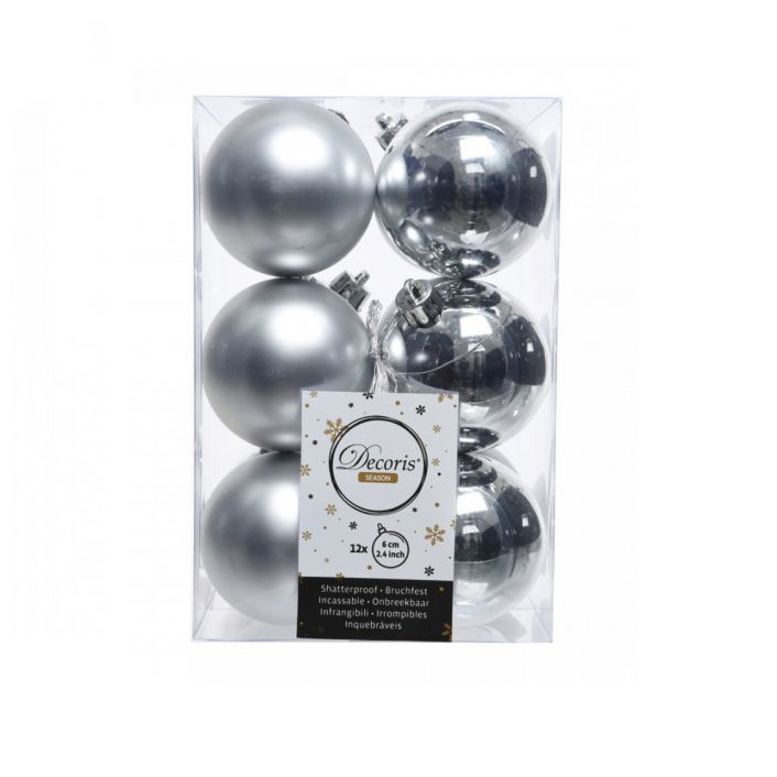 Hausmann Műanyag karácsonyfadísz (12 db) Ezüst (21831)