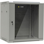 Стенен шкаф със стъклена врата и подвижна страна, Netrack, 12U/450 mm, 19", сив