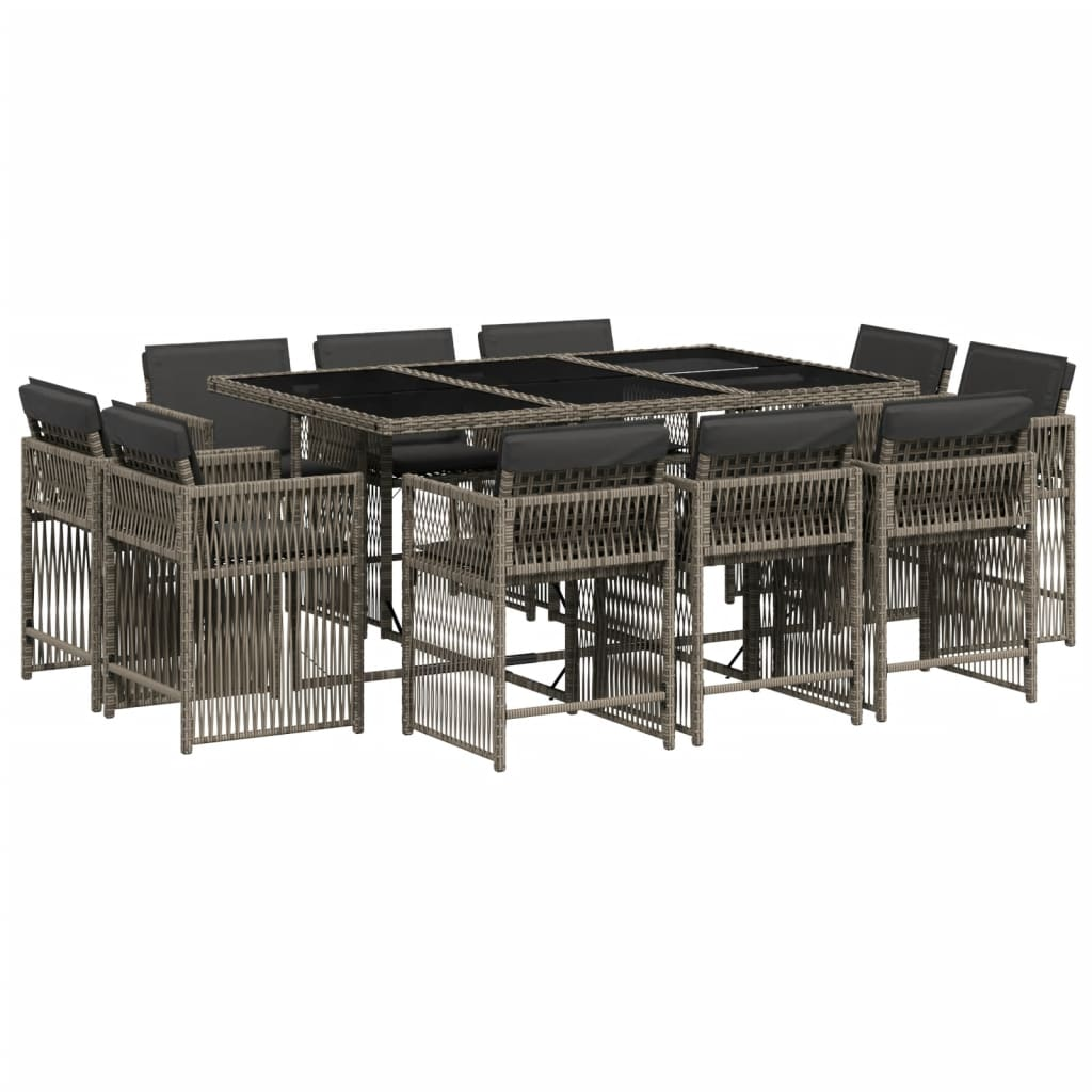 11 részes szürke polyrattan kerti ülőgarnitúra párnákkal (3211748)