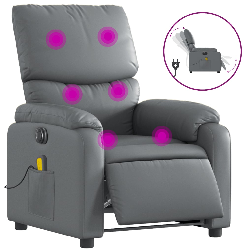 szürke műbőr elektromos dönthető masszázsfotel (3204882)
