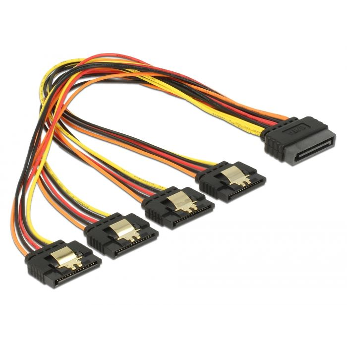 Delock 15 pin-es SATA kábel > 15 pin-es SATA tápcsatlakozó kimeneti 30cm (60157) (DE60157)