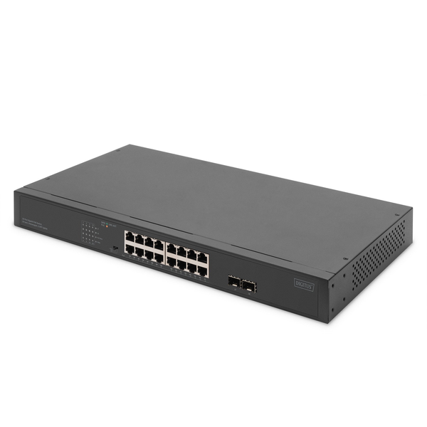 DIGITUS DN-95347-2 16x GbE Lan 2x SFP nem menedzselhető PoE switch