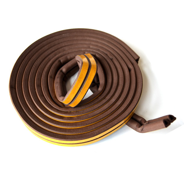 VOREL ablak- és ajtótömítés, öntapadós, 9×7,4 mm, D típus, barna, 6 m (SADSDS-00121-006)