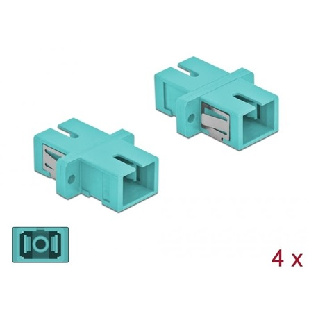 LWL Kupplung SC Simplex Buchse zu SC Simplex Buchse Multimode 4 Stück hellblau
