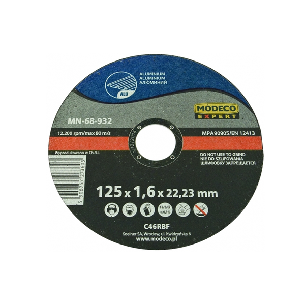  Modeco Ściernica płaska do cięcia aluminium 125mm 25szt. (MN-68-932)