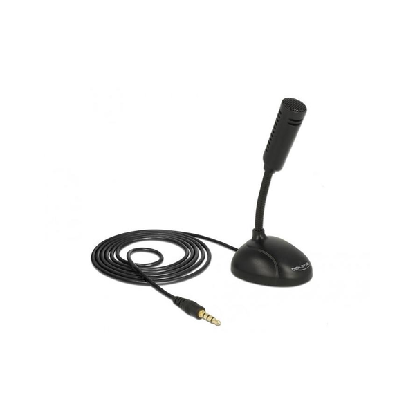 Delock Kondenzátor mikrofon mindenirányú okostelefonhoz / tablethez flexibilis állvánnyal 3,5 mm-es 4 pólusú sztereó jac