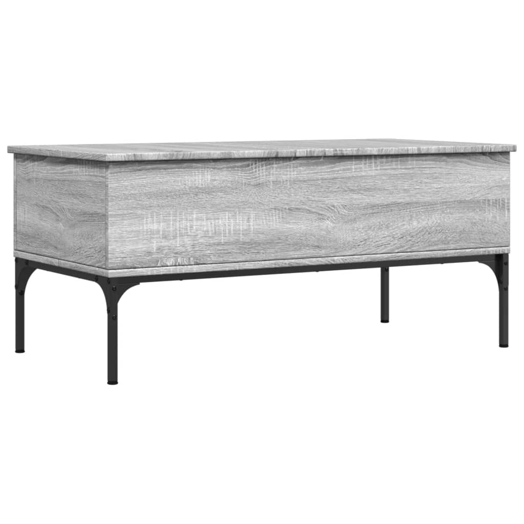 szürke sonoma szerelt fa és fém dohányzóasztal 100 x 50 x 45 cm (845414)