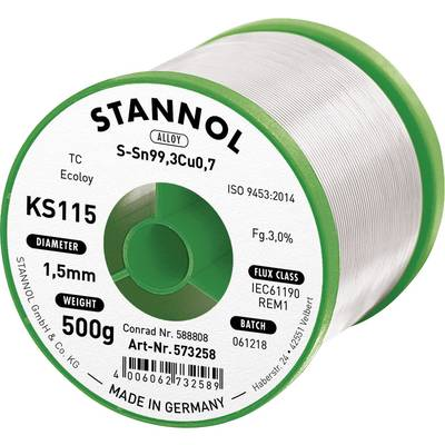 Forrasztóhuzal, ólommentes, 500 g, 1,5 mm, 3,0%, KS115 (574013)