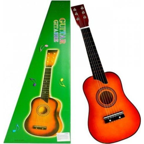 Klasszikus Gitár Fából, Kockával, Piros 60 cm