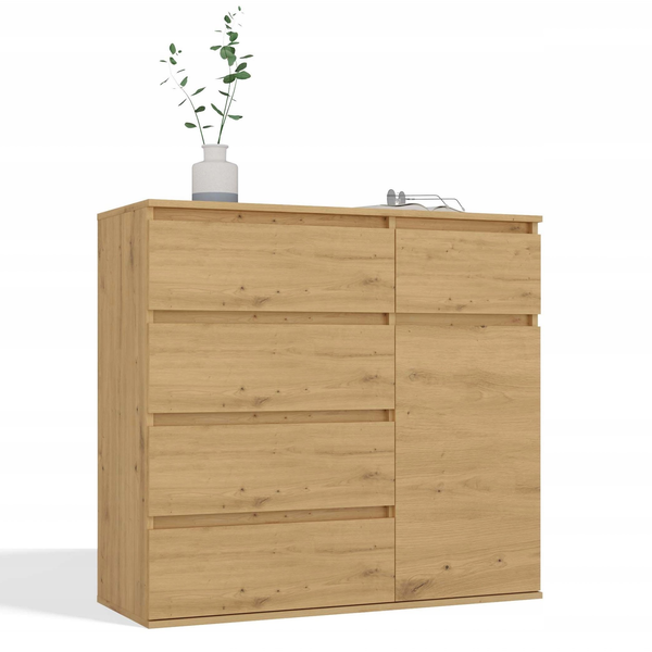 Topeshop KOMODA 1D5S Szafka 1 Drzwi 5 Szuflad Do Salonu Sypialni Pokoju DĄB ARTISAN
