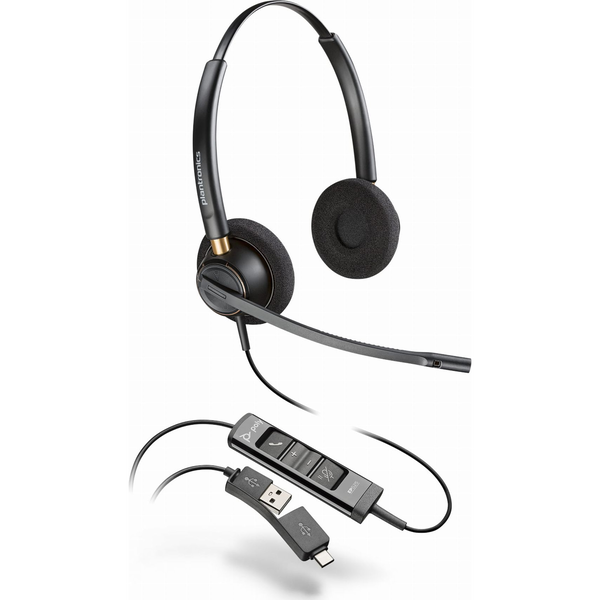 HP Poly EncorePro 525 Microsoft Teams Certified Stereo with USB-A Headset Bedraad Hoofdband Oproepen/muziek Zwart