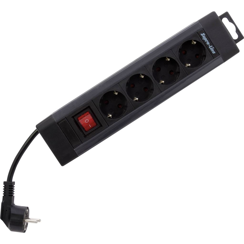 REV 0014412513 Elosztó kapcsolóval 4 részes Fekete, Antracit Védőérintkezős (r0014412513)