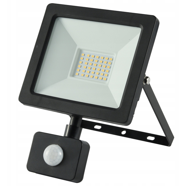 Projektor LED 30W 3350lm 4000K Premium z czujnikiem czarny IP44 GW-0013