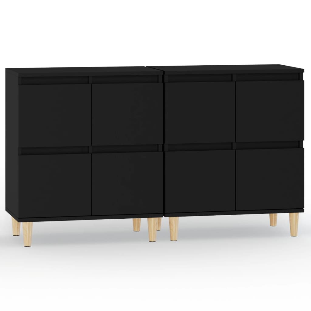 2 db fekete szerelt fa tálalószekrény 60 x 35 x 70 cm (3185752)