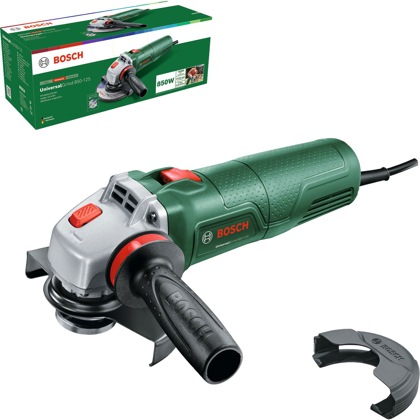 BOSCH 06033E2100 UniversalGrind 850-125 Elektromos sarokcsiszoló, 125 mm (0.603.3E2.100)