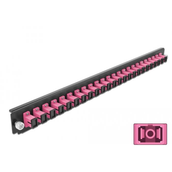 Delock 19” kötő doboz első panele 24 porttal SC Simplex fekete-ibolyaszínű (43355) (delock43355)