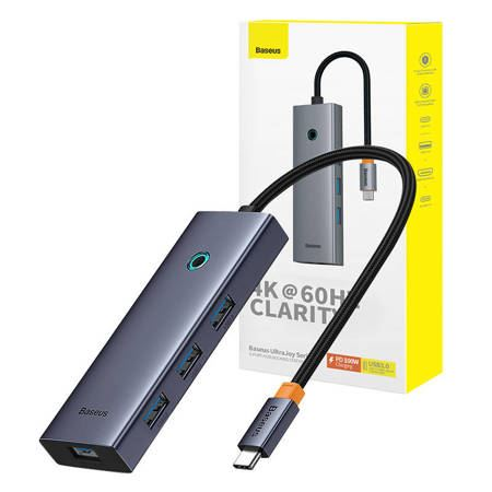 Baseus 6 az 1-ben Hub USB-C HDMI4K@60Hz+4xUSB 3.0+PD szürke (B00052807813-01)