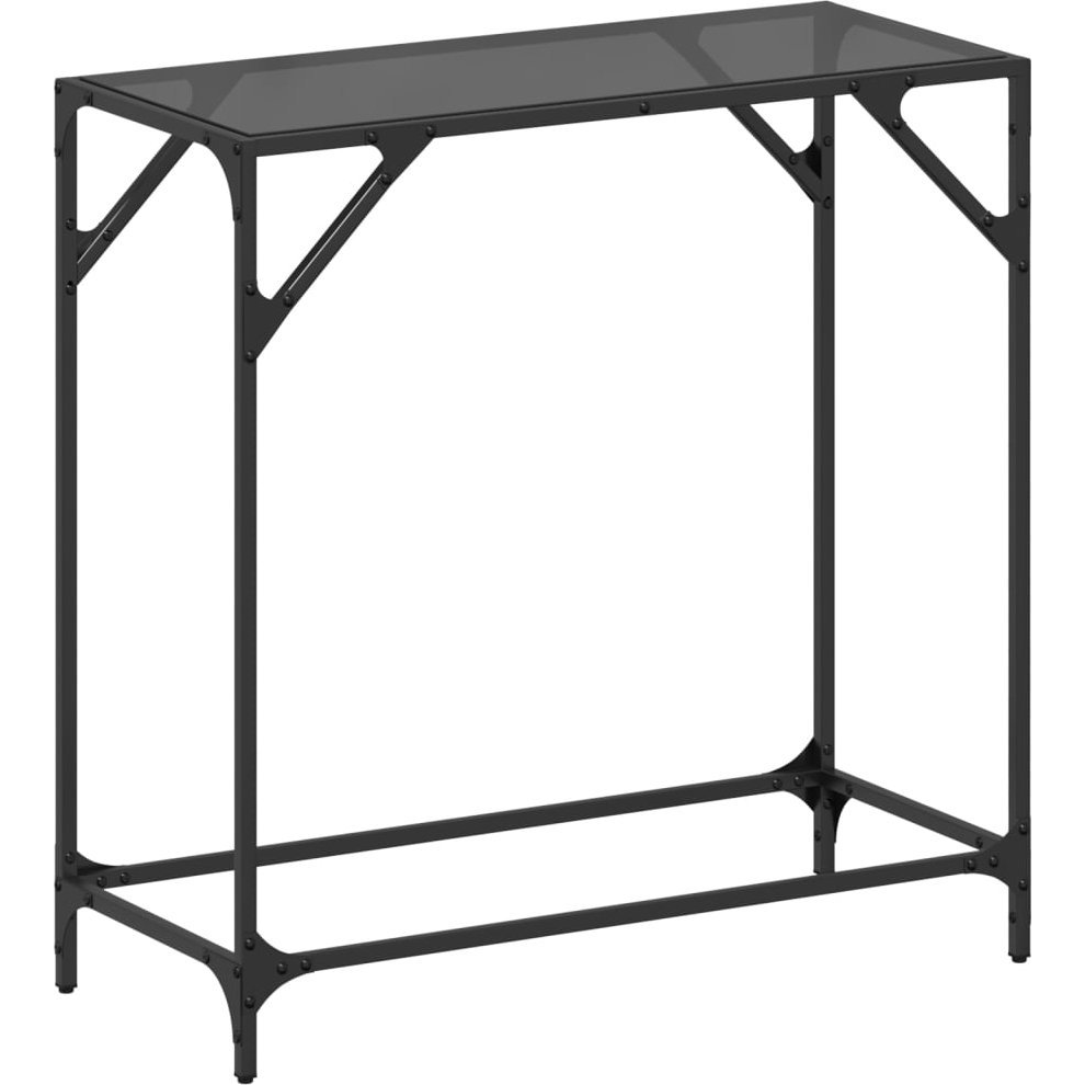 acél tálalóasztal fekete üveglappal 80 x 35 x 81 cm (846019)