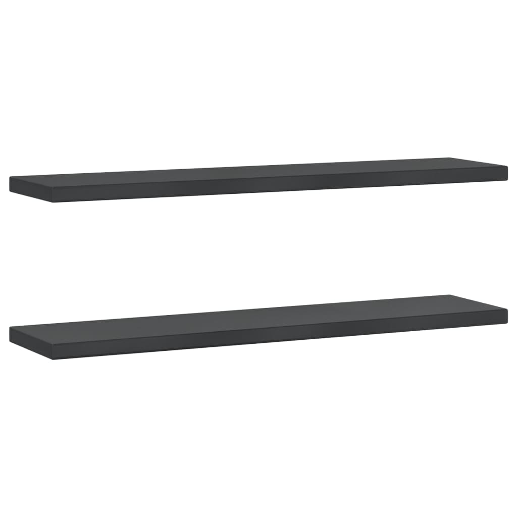 2 db fekete rozsdamentes acél fali polc 100 x 23,5 x 3 cm (30289)