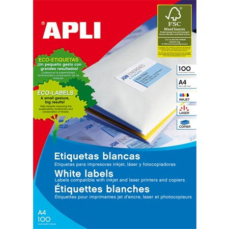 Apli 199.6x289.1mm Univerzális kerekített sarkú etikett 100 etikett/csomag (02412)