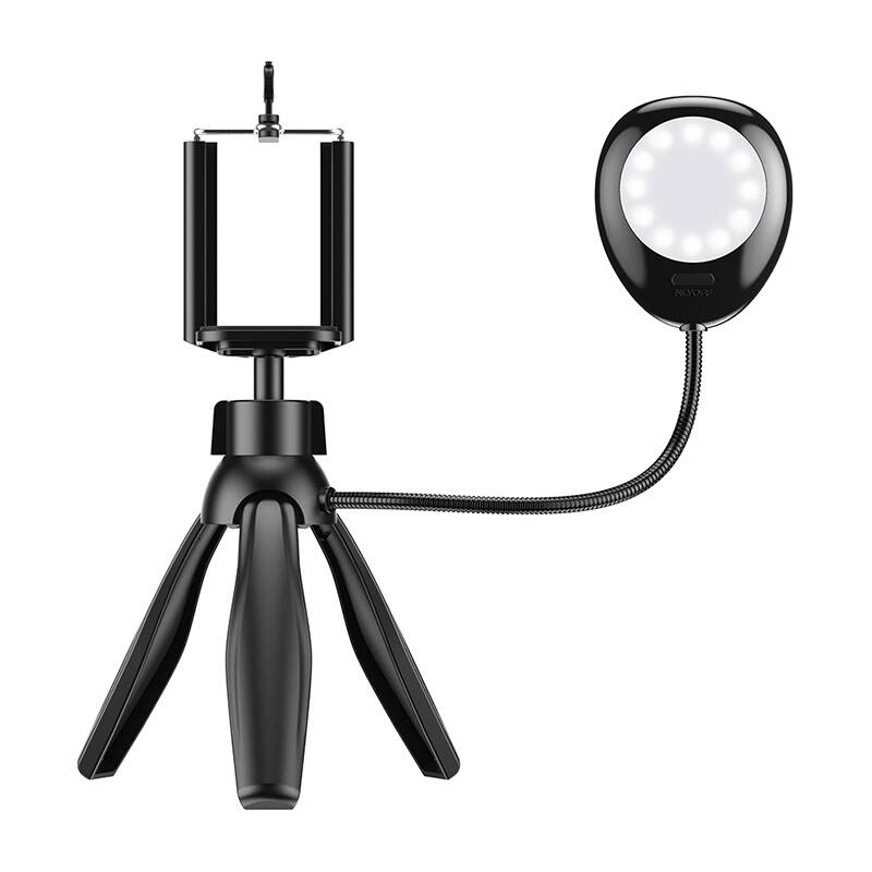 Apexel APL-JJ21FL LED-es Mobiltelefon tripod - Fekete (APL-JJ21FL)
