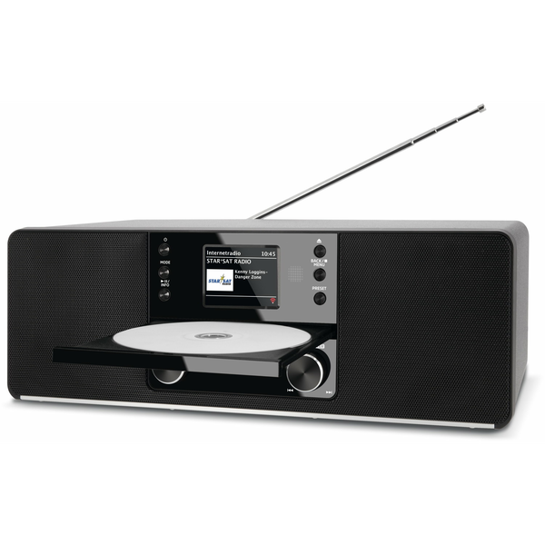 Радио часовник TechniSat DIGITRADIO 370 CD IR, DAB +, FM / Интернет, CD устройство, USB, Дистанционно управление, 10 W, Черен