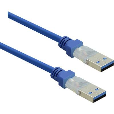 USB 3.0 csatlakozókábel, 1x USB 3.0 dugó A - 1x USB 3.0 dugó A, 1 m, kék, aranyozott, renkforce