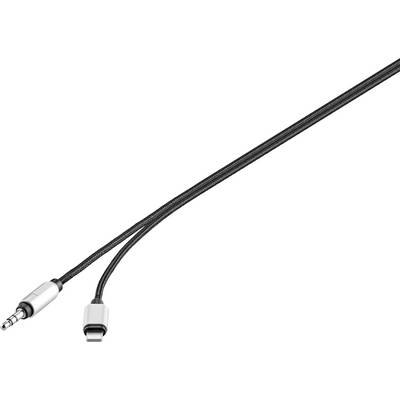 Renkforce USB / Jack Audio Csatlakozókábel [1x Apple Dock dugó Lightning - 1x Jack dugó, 3,5 mm-es] 1.20 m Fekete Alumínium dugó