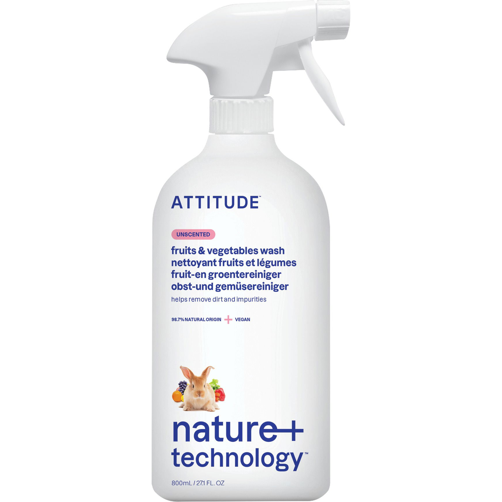 ATTITUDE illatosítatlan gyümölcs- és zöldségtisztító spriccelővel 800 ml (626232407808)