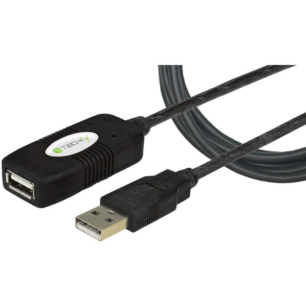 Techly IUSB-REP10TY cabluri USB 10 m USB 2.0 USB A Negru