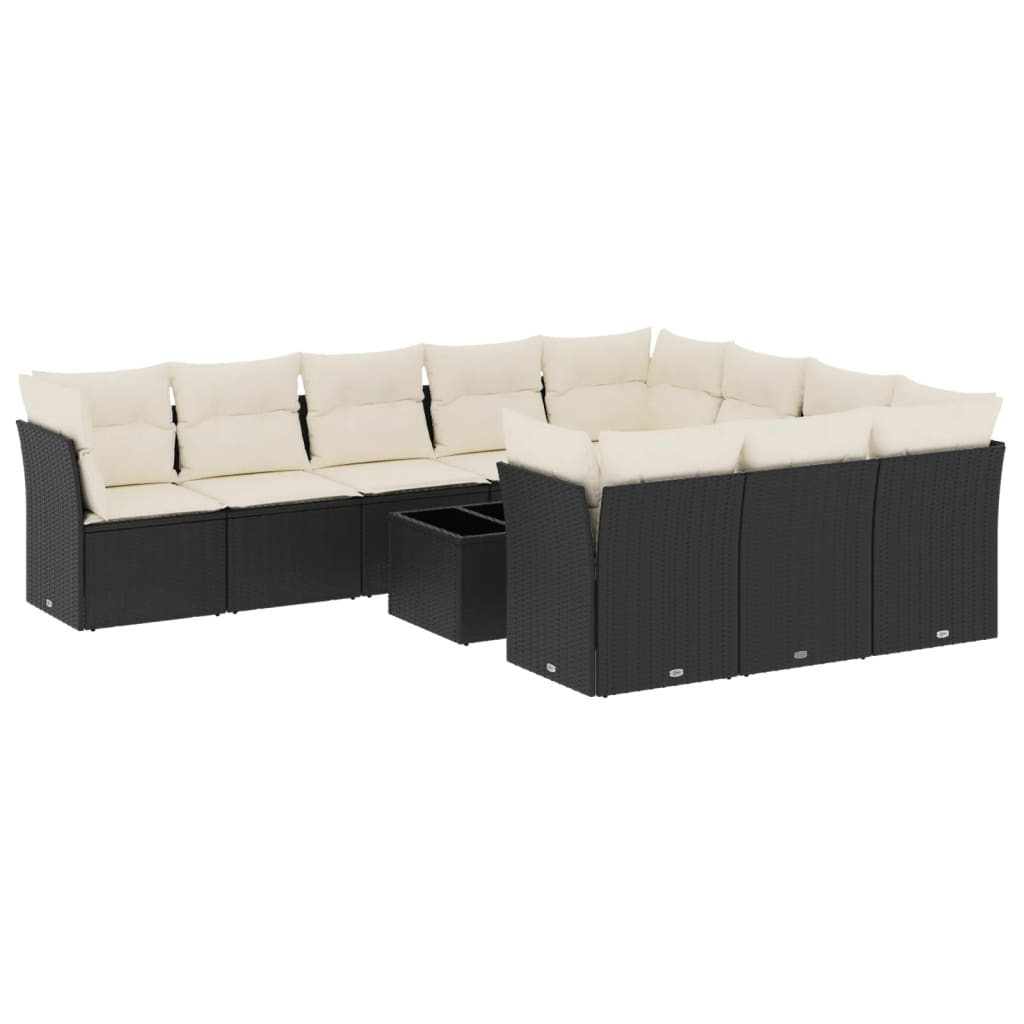 11 részes fekete polyrattan kerti ülőgarnitúra párnákkal (3218226)