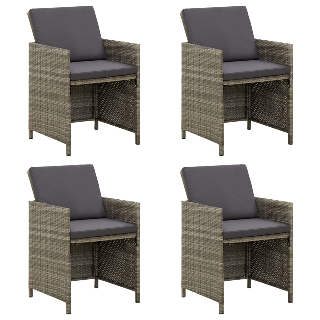 4 db szürke polyrattan kerti szék párnával (316747)