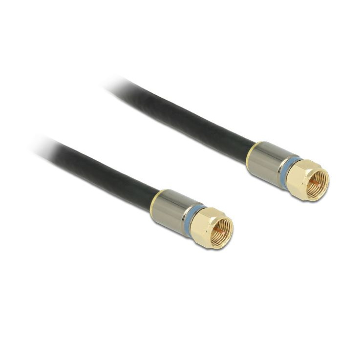 Delock F-csatlakozóval > F-csatlakozóval RG-6/U antenna kábel 10m fekete (88950) (DE88950)