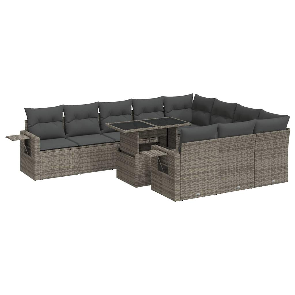 11 részes szürke polyrattan kerti ülőgarnitúra párnákkal (3326551)