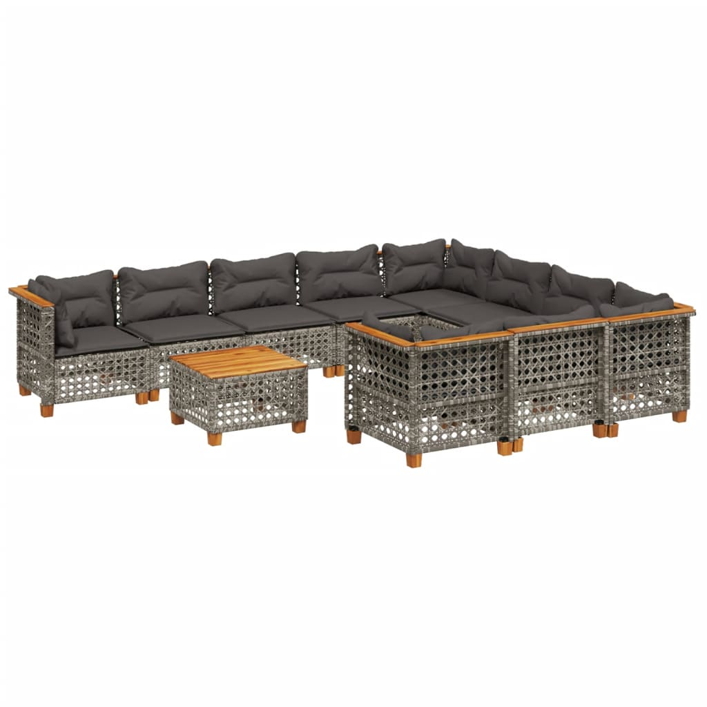 11 részes szürke polyrattan kerti ülőgarnitúra párnákkal (3262041)