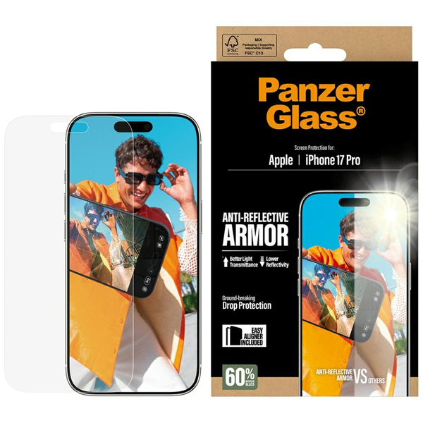 PanzerGlass ® Anti-Reflective Armor Screen Protector iPhone 17 Pro w. EasyAligner Doorzichtige schermbeschermer Apple 1 stuk(s)