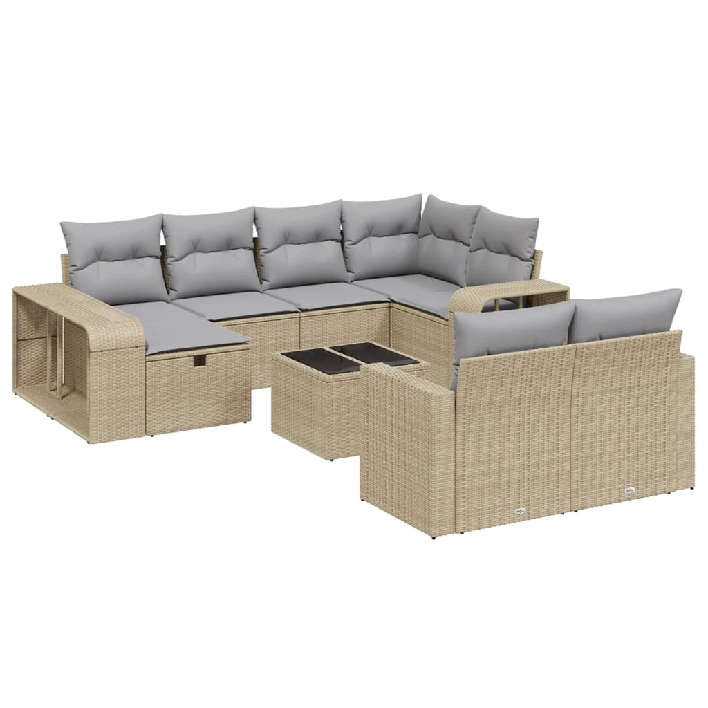 11 részes bézs polyrattan kerti ülőgarnitúra párnákkal (3266249)