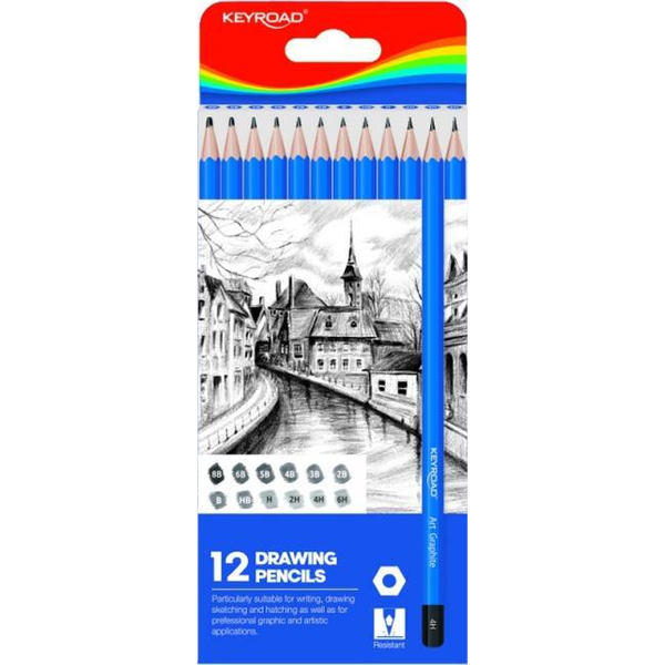 Keyroad Grafitceruza, 12 különböző keménységben, hatszögletű 12 db/bliszter  (KR972271)