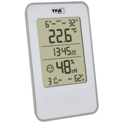 TFA Dostmann Digitales Thermo-Hygrometer Hőmérséklet- és légnedvesség mérő Fehér (30.5057.02) (30.5057.02)
