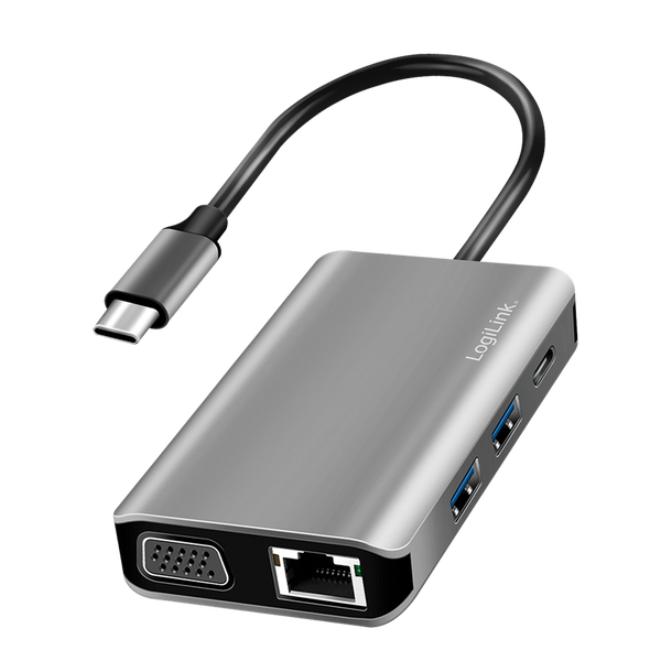 Logilink USB 3.2 Gen 1 dokkoló állomás, USB-C, 7 port, PD, antracit (UA0410)