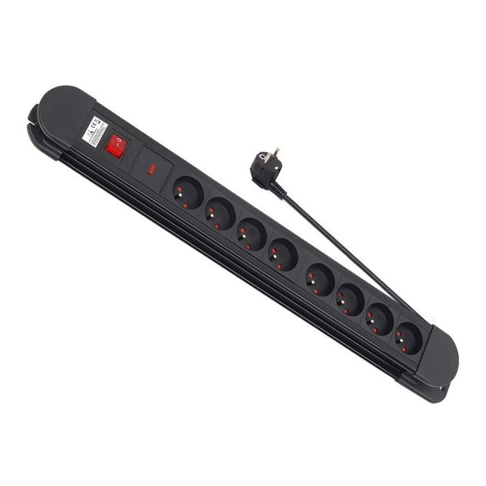 Maclean MCE11 Túlfeszültség védő elosztó 8 aljzatos 1.5m - Fekete (MCE11)