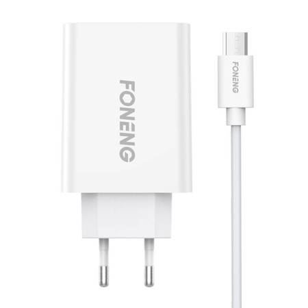Foneng EU43 hálózati töltő + USB-A - MicroUSB kábel fehér (EU43 Micro) (EU43 Micro)