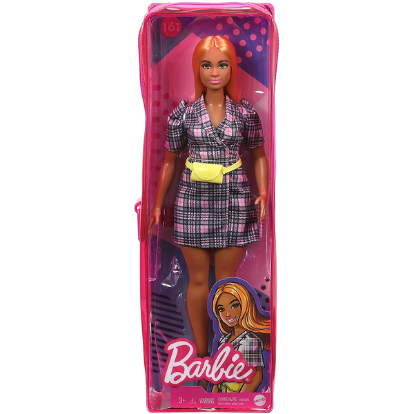 PAPUSA BARBIE FASHIONISTA CU ROCHIE TIP BLAZER ROZ IN CAROURI
