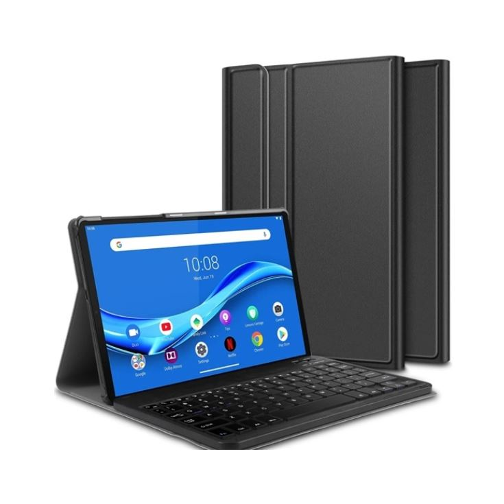Gigapack Lenovo Tab M10 bőr hatású QWERTY, angol nyelvű tablet tok fekete (GP-97444) (GP-97444)